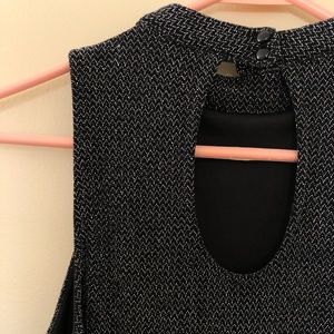 high neck black and silver dress